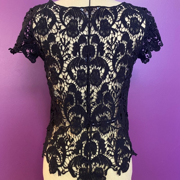 Mesmerizing black lace shirt sleeve top - Picture 3 of 5